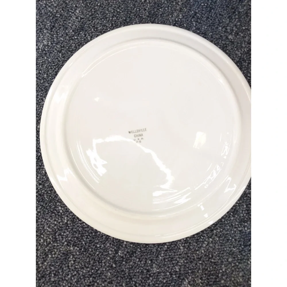 Wellsville Green Band Divided Grill Plates 9.5